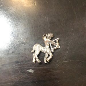 Silver plated Sagittarius sign charm for necklace